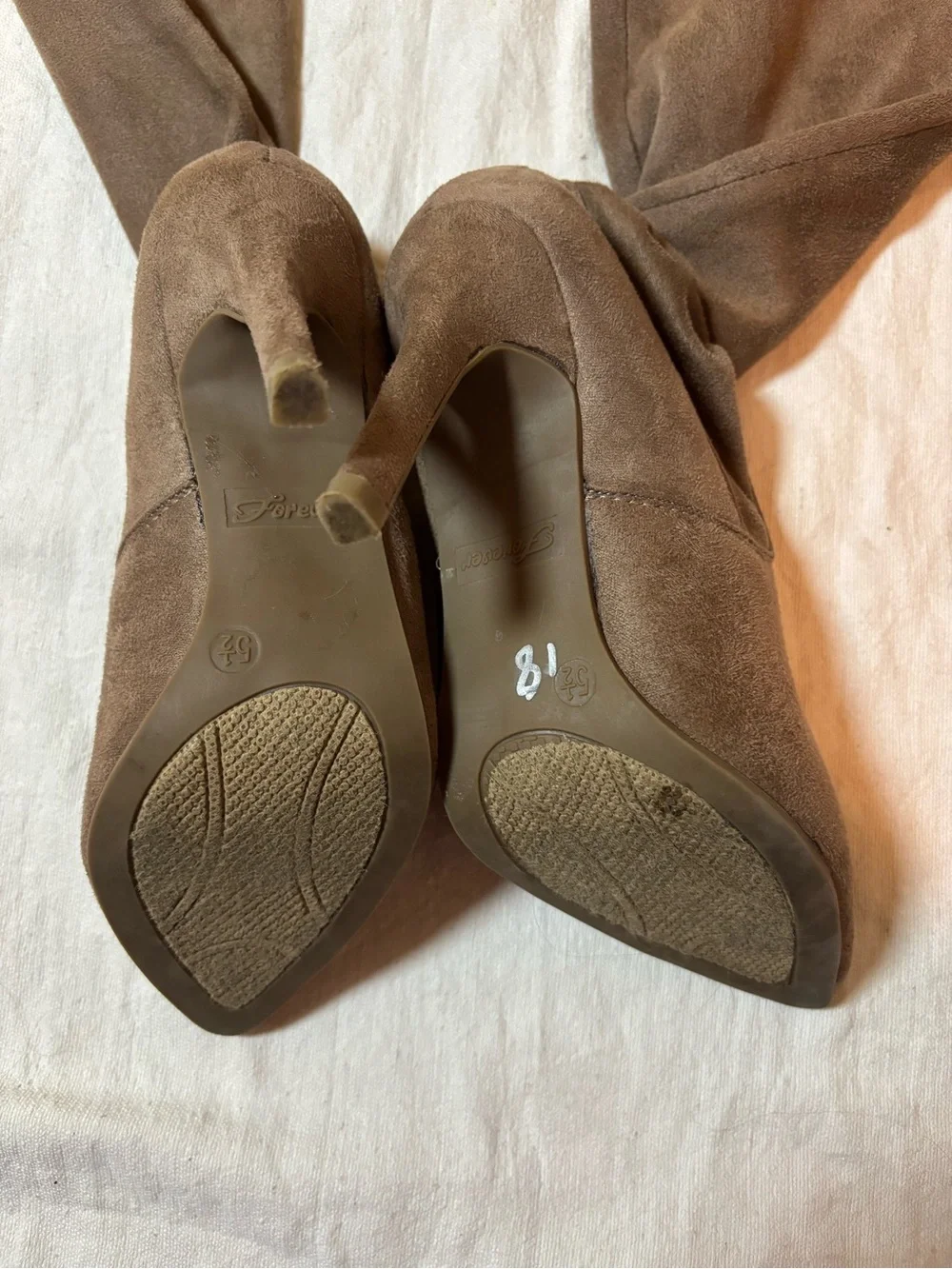 Over-the-Knee Brown Suede High Heel Boots